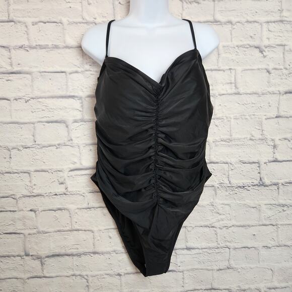 NWT J. Crew Swimsuit Womens Size 24 One Piece Detachable Straps Black - Picture 1 of 12